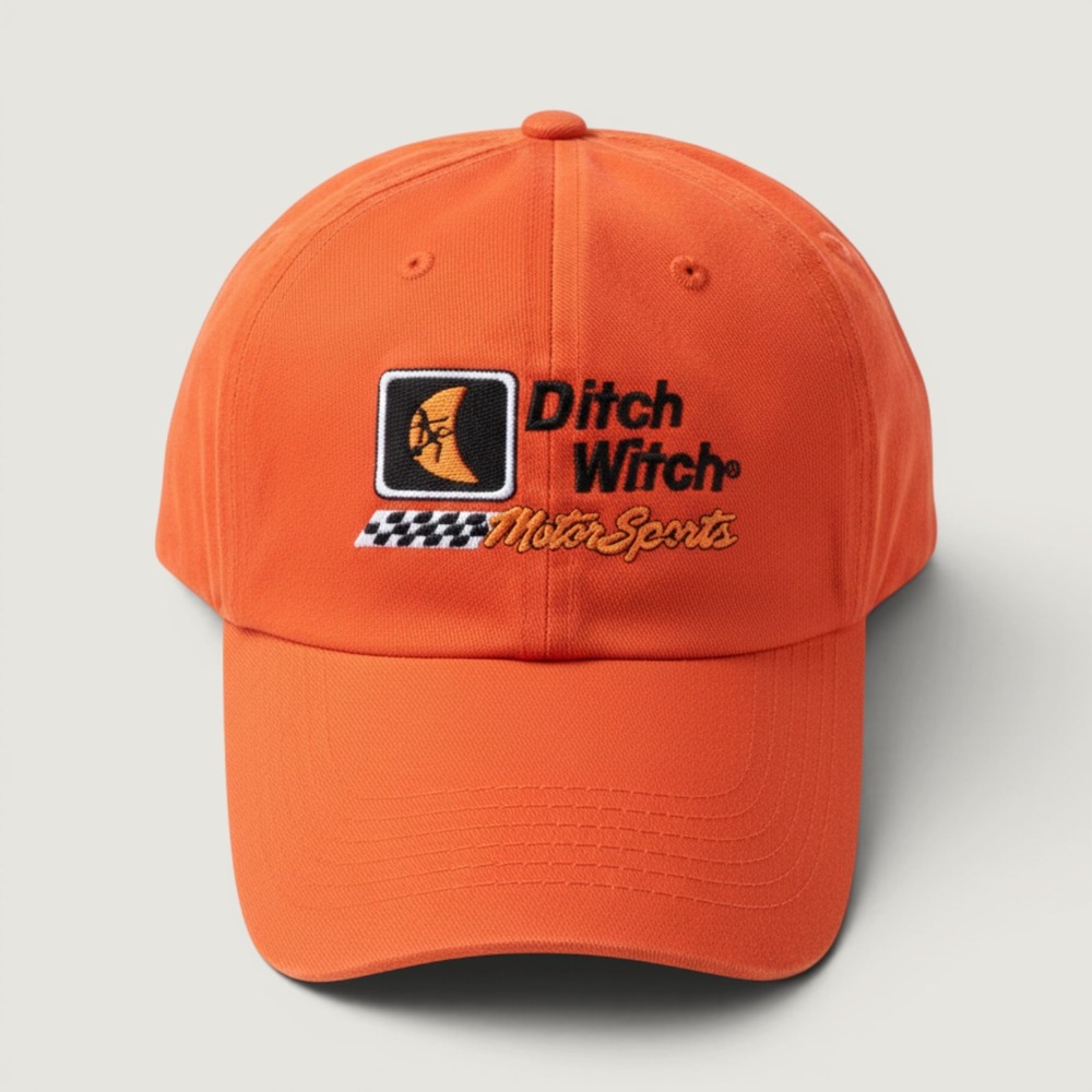 Ditch Witch Motor Sports Hat Orange Racing Baseball Cap Sportsman Embroidered